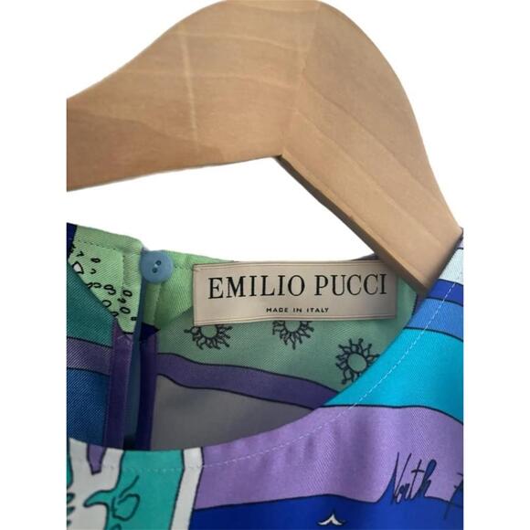 Women's Emilio Pucci Blue Green Silk Dress Size 34 - Picture 3 of 5